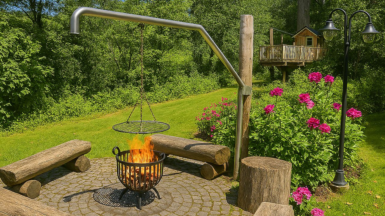 Feuerstelle mit tollen Schwenkgrill Feuerstelle mit tollen Schwenkgrill